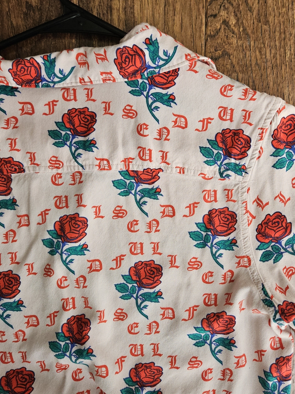 Men's FULL SEND Button-Down Shirt with Red Rose Print - Picture 6 of 6
